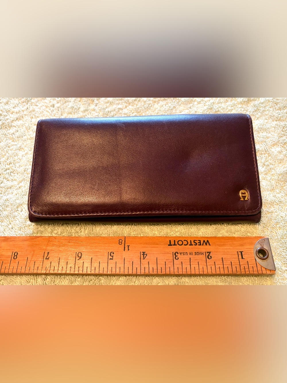 Etienne Aigner Burgundy Leather Long Wallet Clutch Vintage Style